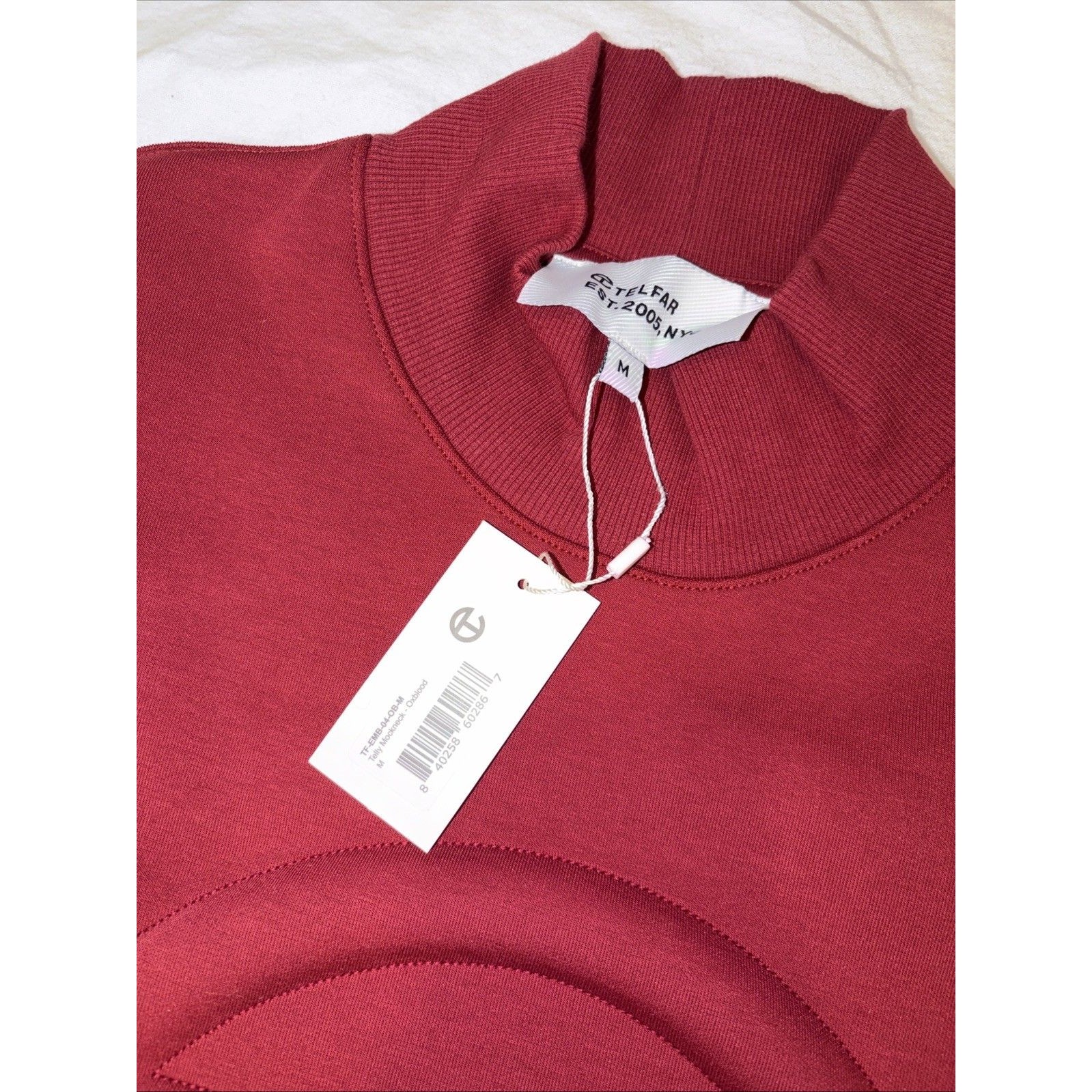 Telfar Mock Neck Embossed Red Sweatshirt Men's Size Medium New With Tags — image 6 of 8